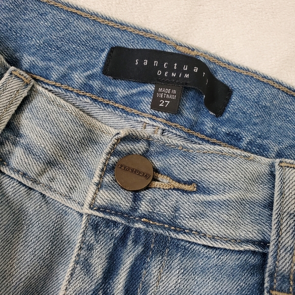 NWOT Sanctuary Distressed Denim Mini Skirt Size 27 - Picture 5 of 11